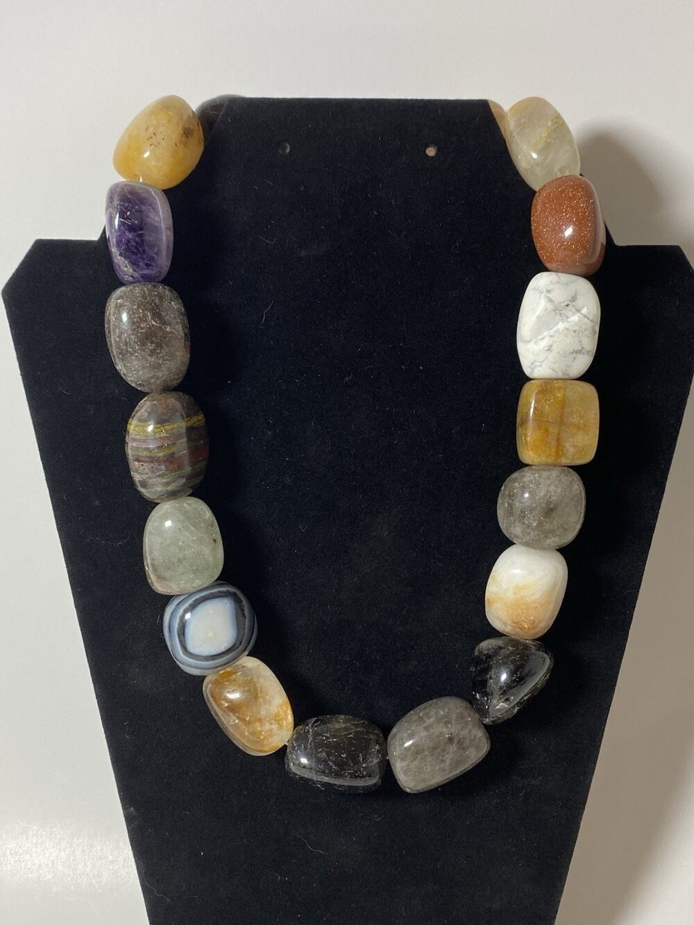 Multi Colored Multi Gemstone Beaded Necklace